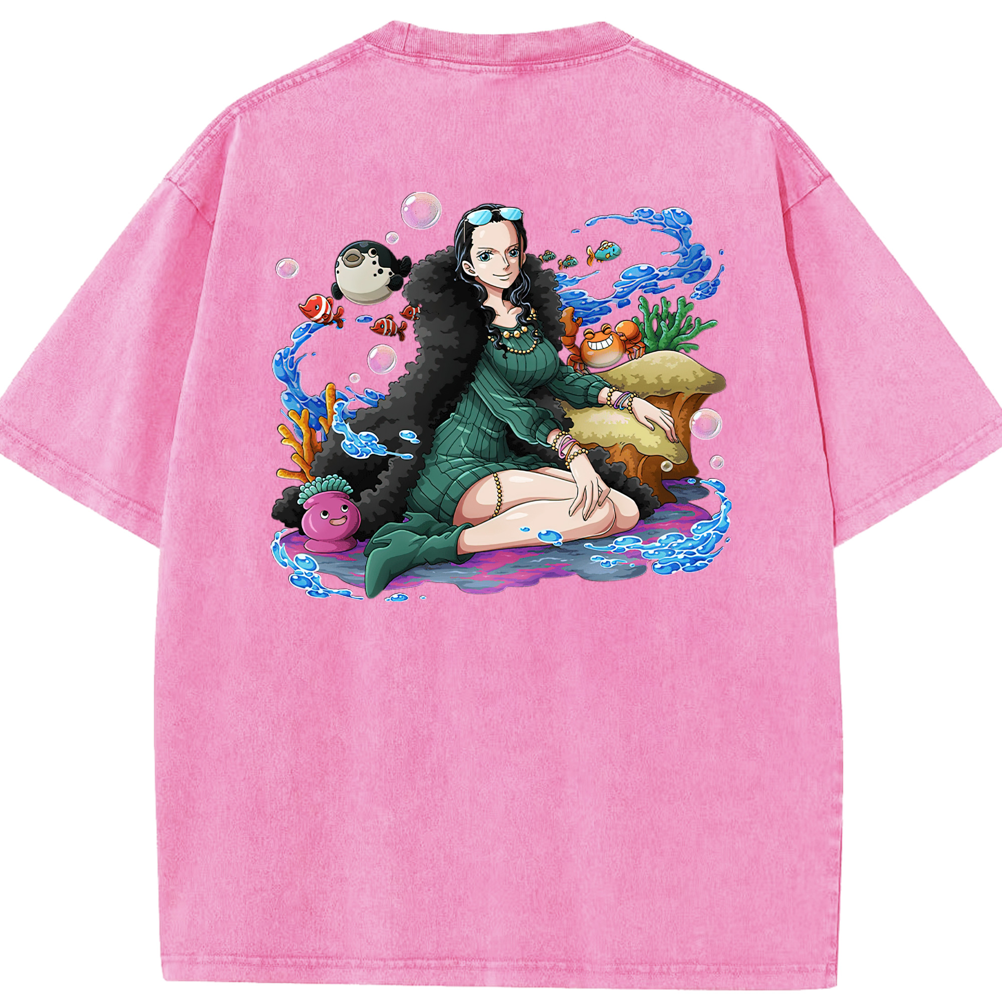 ワンピース ニコ・ロビン ONE PIECE Nico Robin 綿100% ヴィンテージ風 半袖Tシャツ（背面プリント）